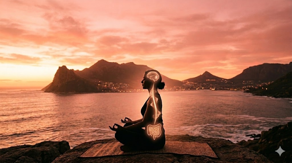 マインドフルネス瞑想と脳腸相関の関係をわかるようにした写真